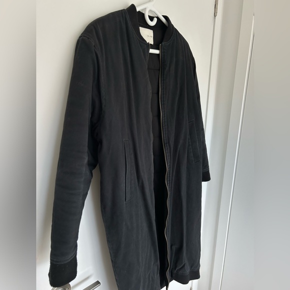 Oak+fort long bomber cotton jacket, navy color, size Small - Picture 3 of 9